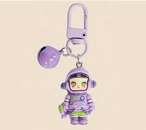 Skull Panda Phone Charm Keychain - Purple